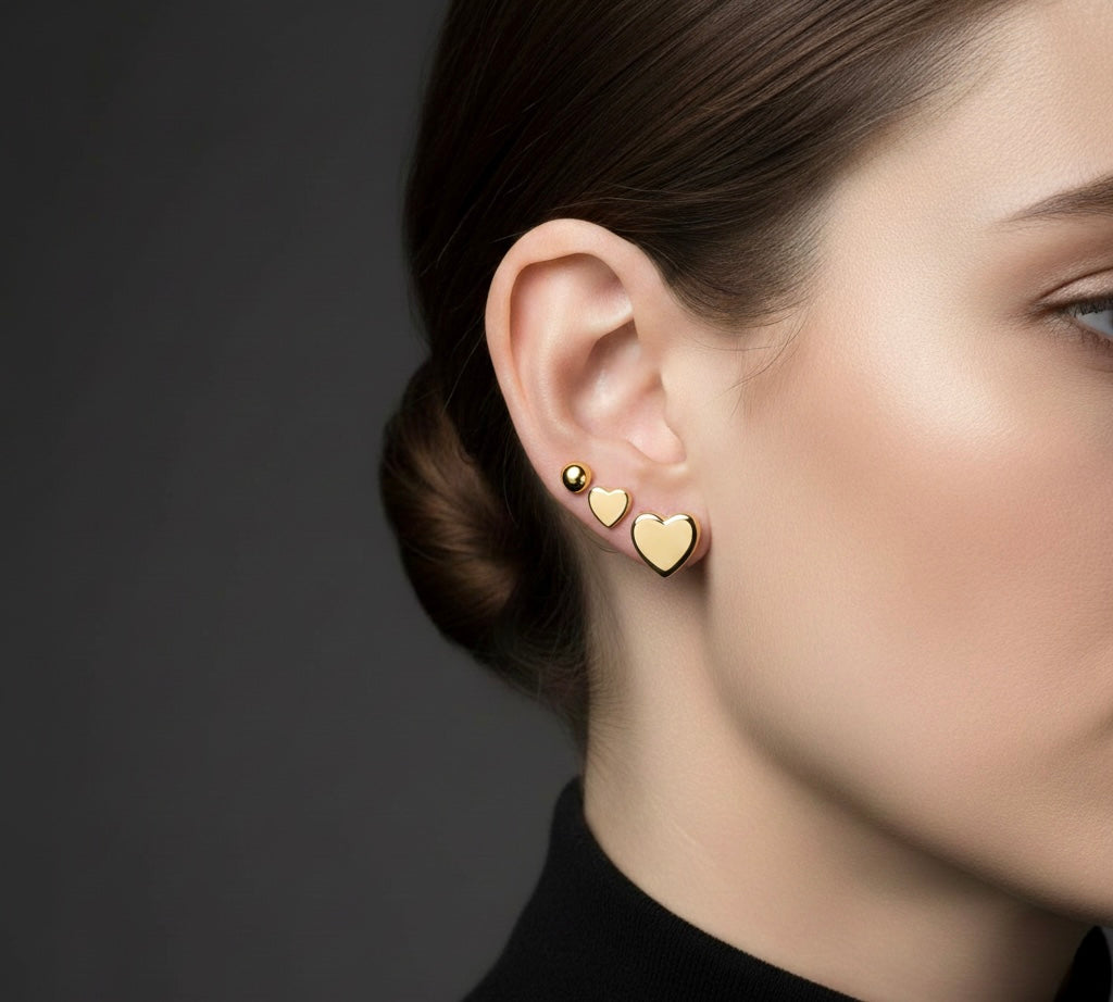 Ailaura Heart Stud Set (Set of 3 Pairs)