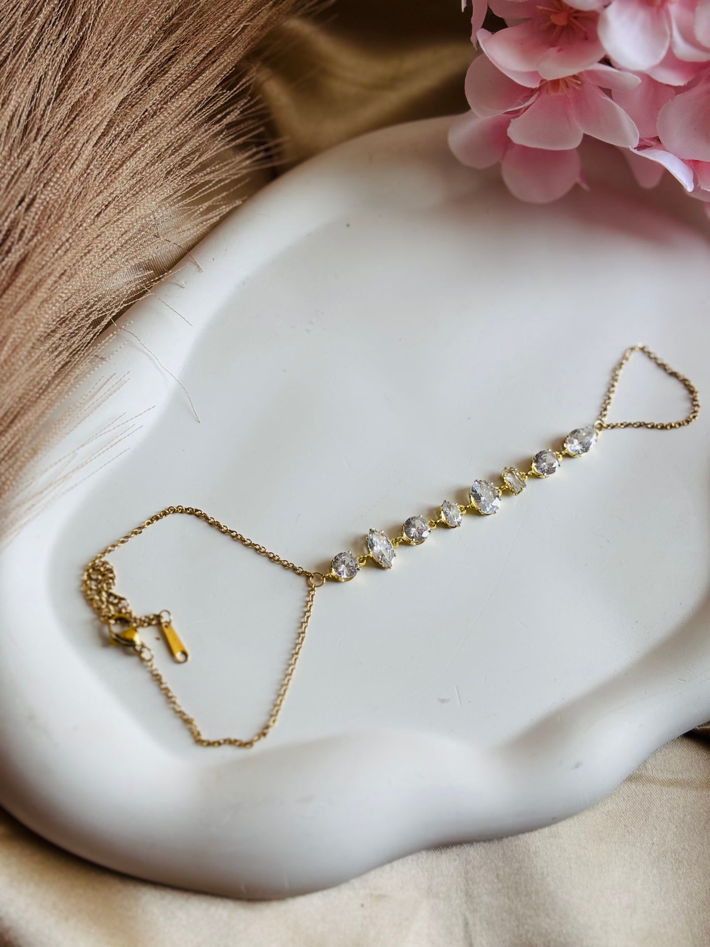 AIlaura Crystal Line Mehandi Hand Chain
