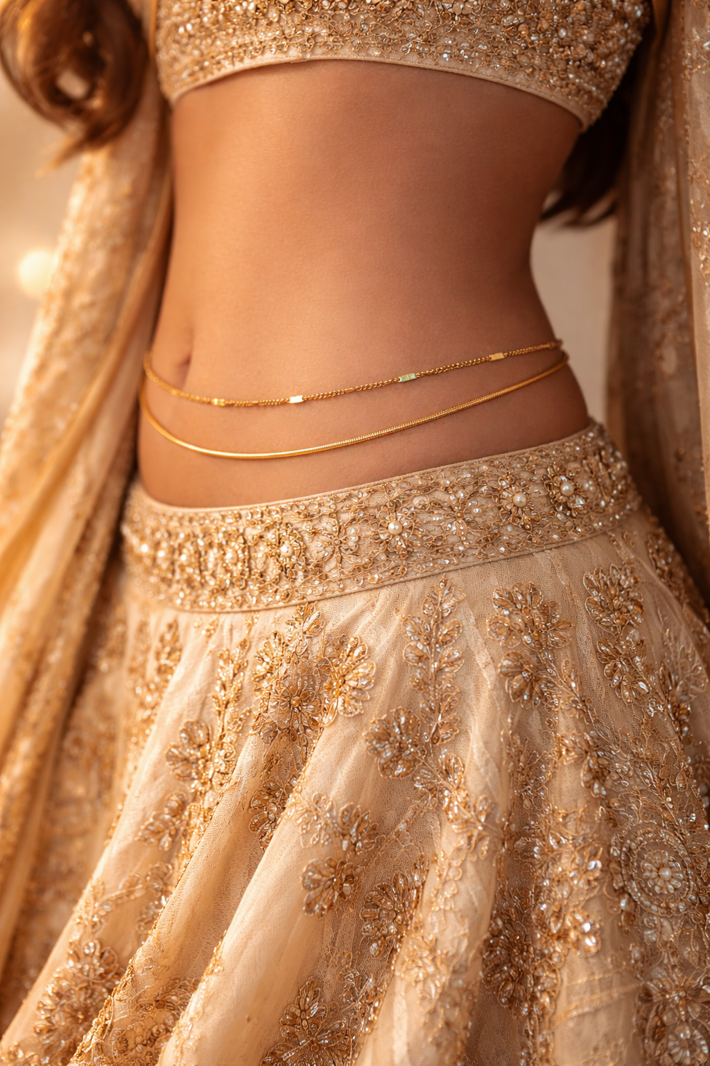 Ailaura Adjustable Double-Layer Gold Waist Chain