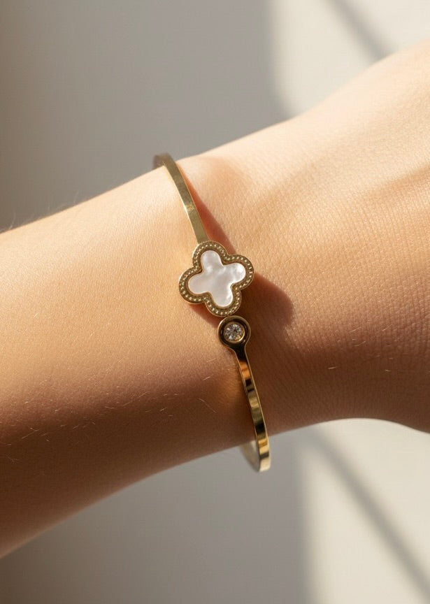 Ailaura Serene Clover Bangle- Adjustable