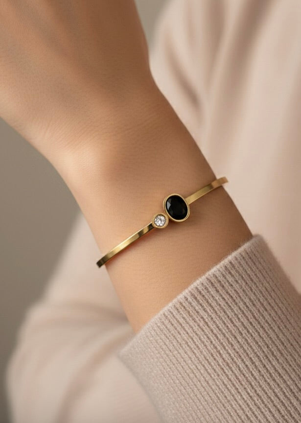 Ailaura Noir Halo Bangle - Adjustable