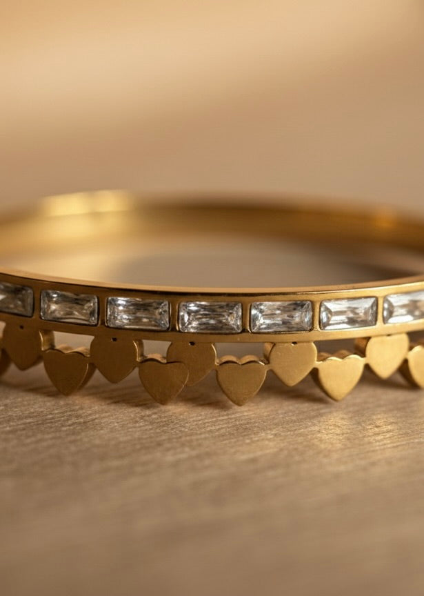 Ailaura Amour Heart Stone Bangle- Adjustable
