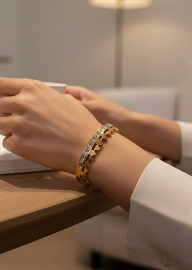 Ailaura Amour Heart Stone Bangle- Adjustable