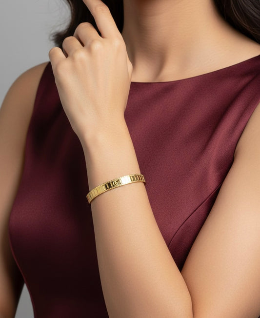 AIlaura Classic Gold Pattern Open Kada