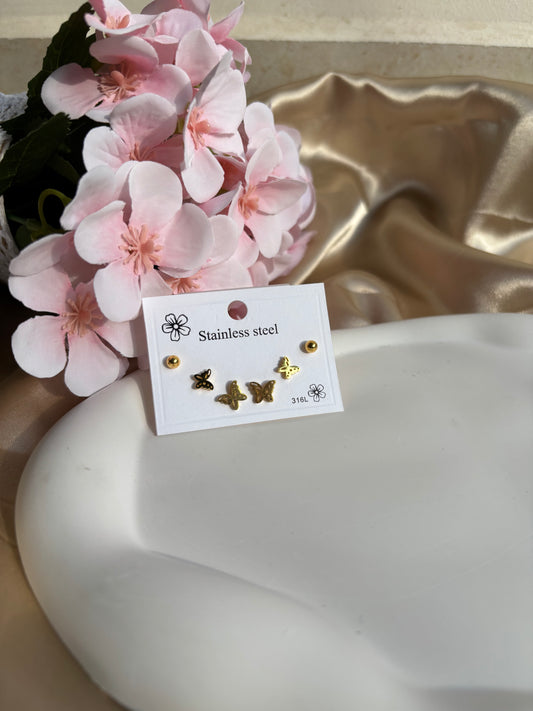 Ailaura Butterfly Stud Set (Set of 3 Pairs)