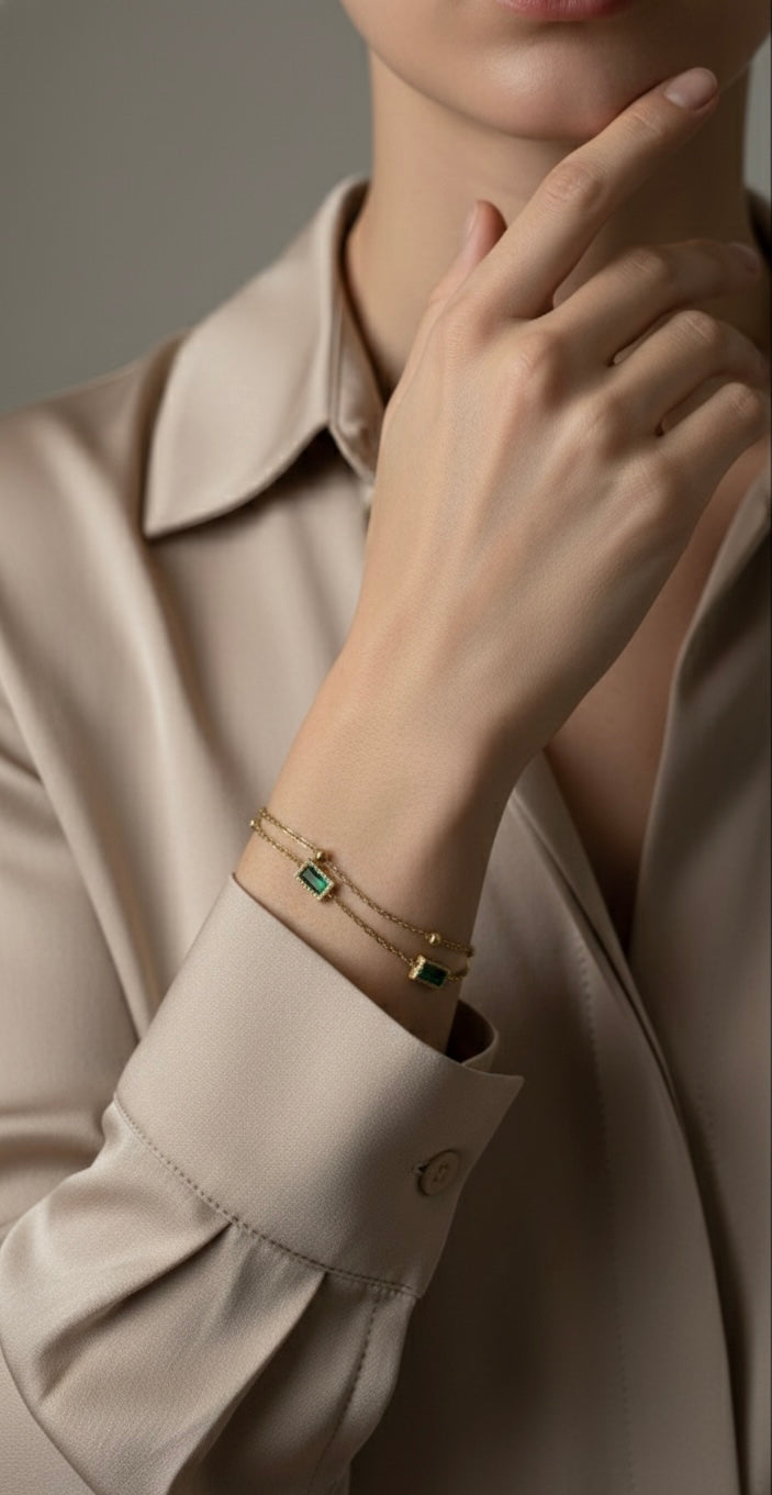 Ailaura Emerald Link Bracelet