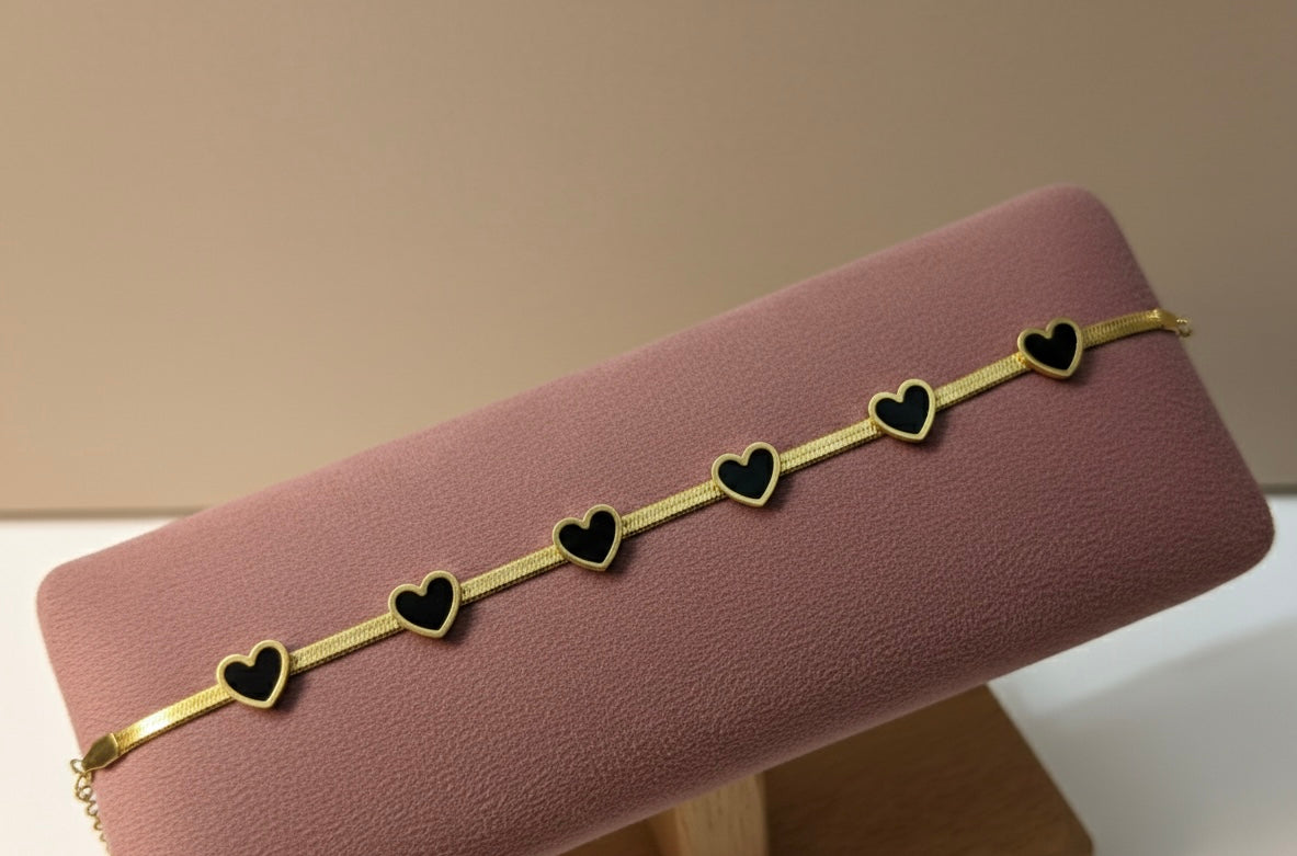 Ailaura Black Heart snake Chain Bracelet