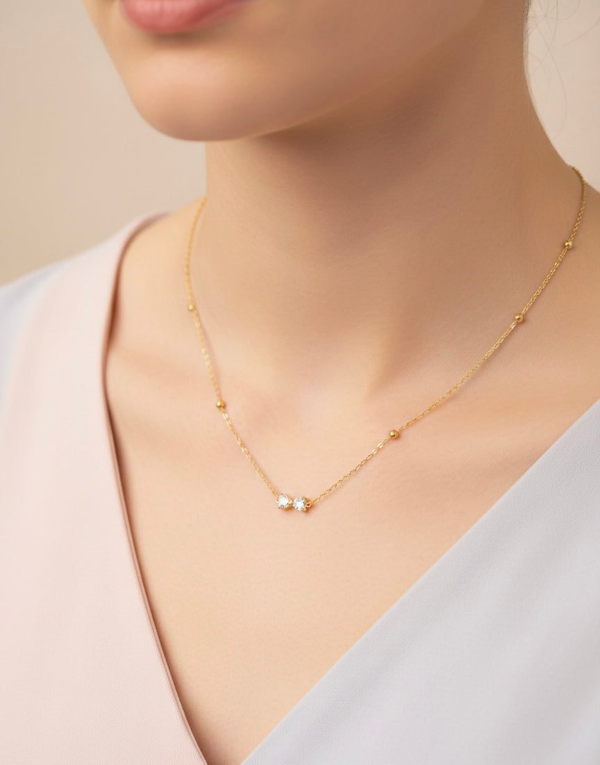 Ailaura Twin Spark Bow Necklace