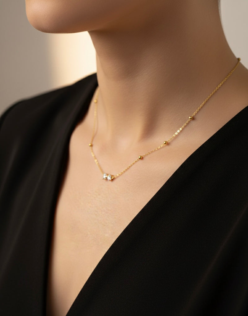 Ailaura Twin Spark Bow Necklace