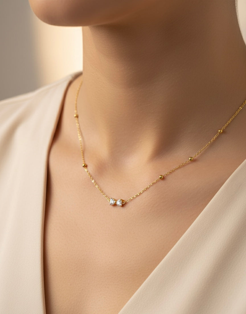 Ailaura Twin Spark Bow Necklace