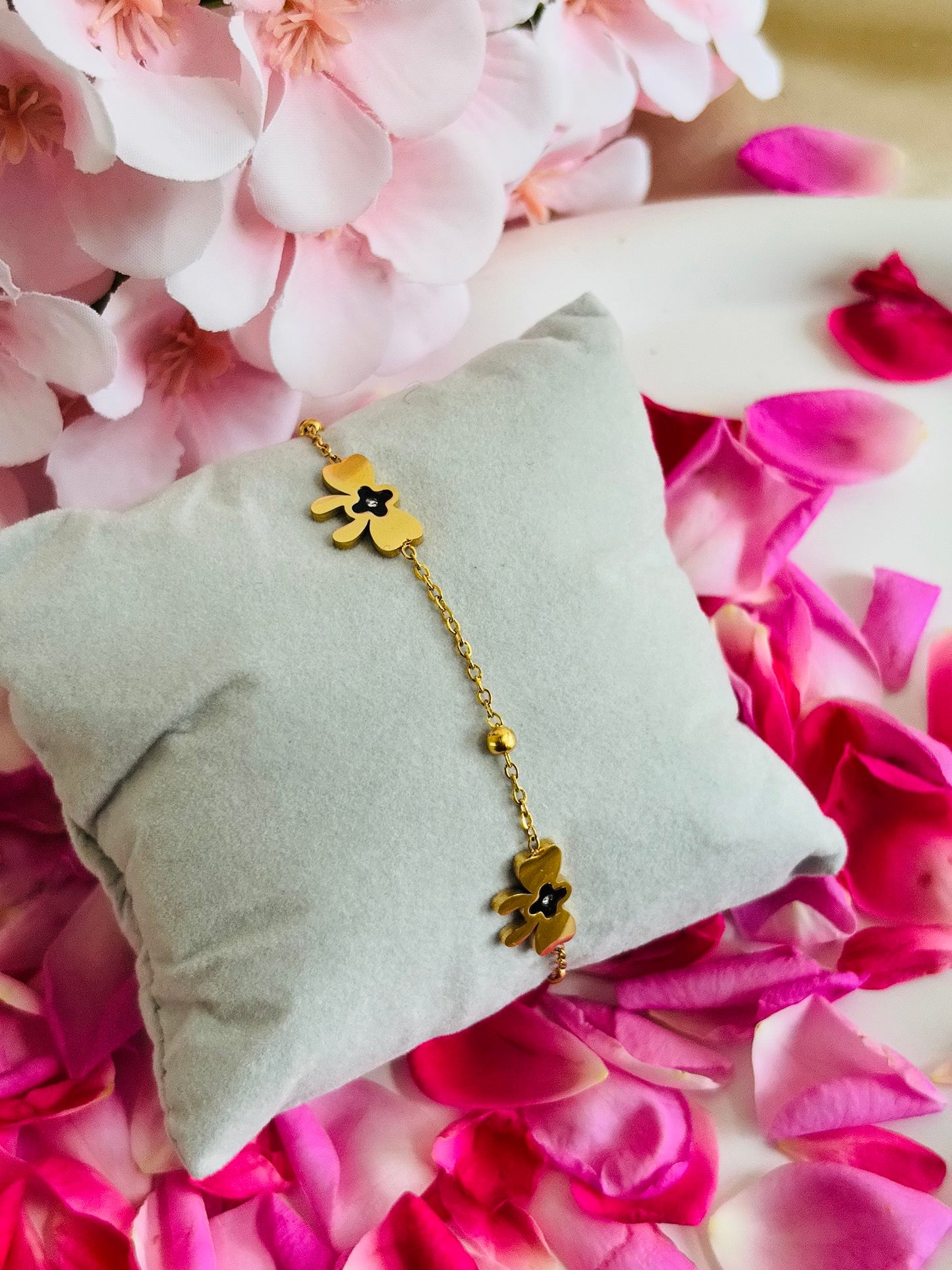 AIlaura Twin Teddy Charm Bracelet