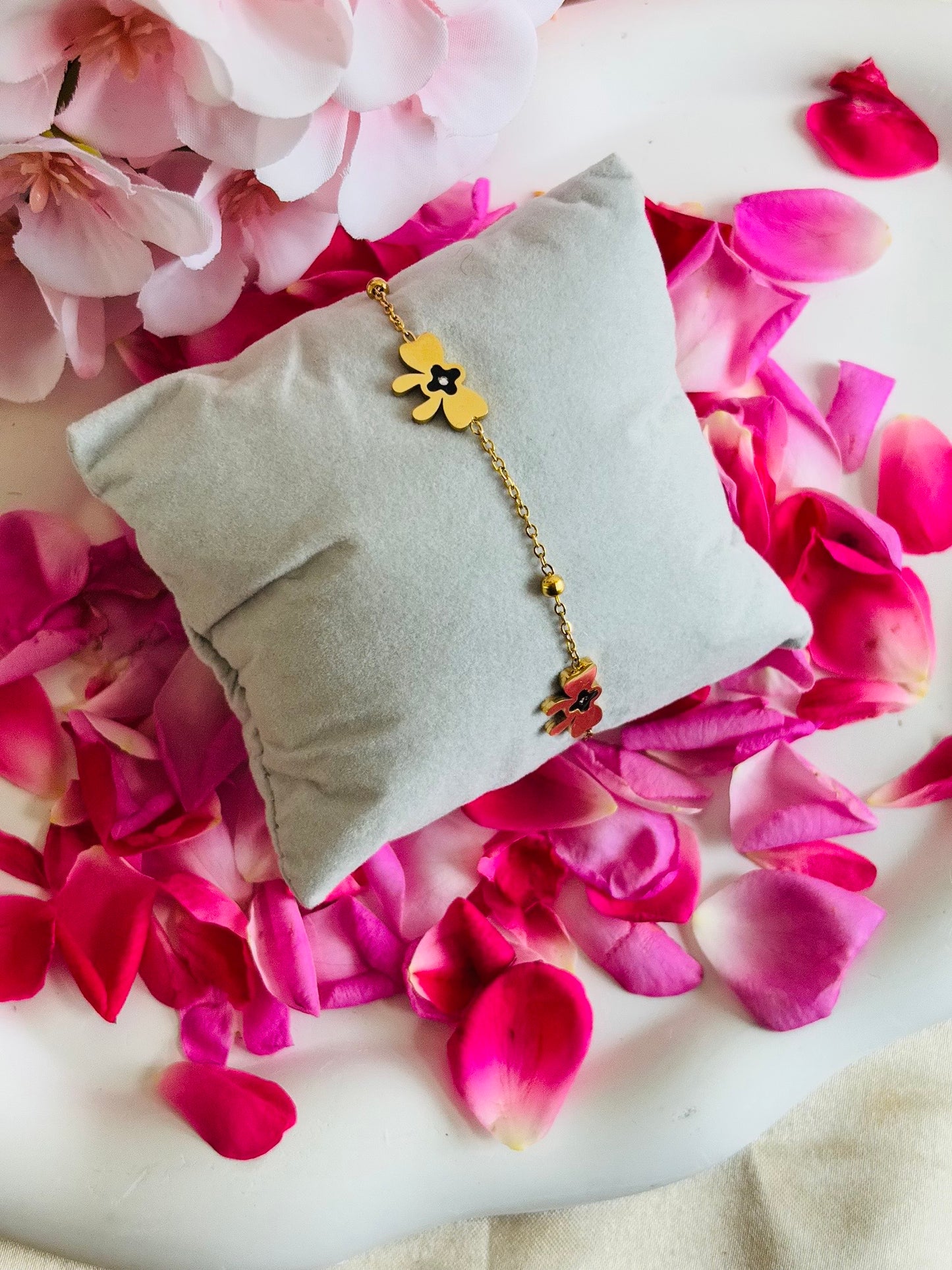 AIlaura Twin Teddy Charm Bracelet