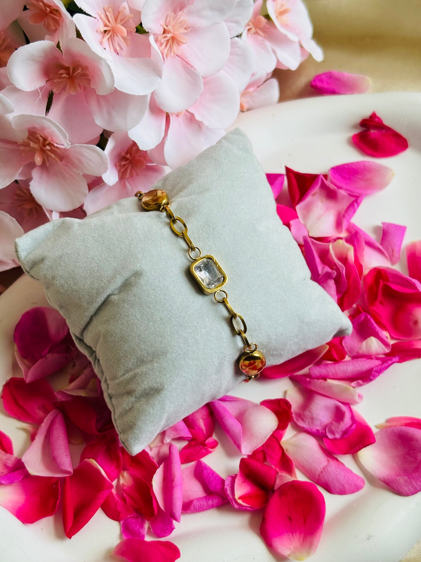 AIlaura Crystal Link Charm Bracelet