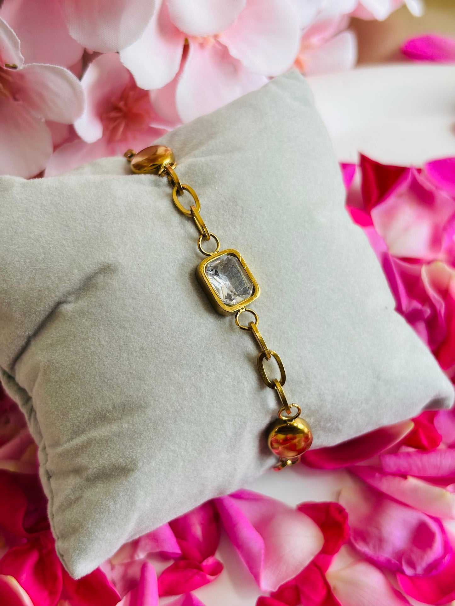 AIlaura Crystal Link Charm Bracelet