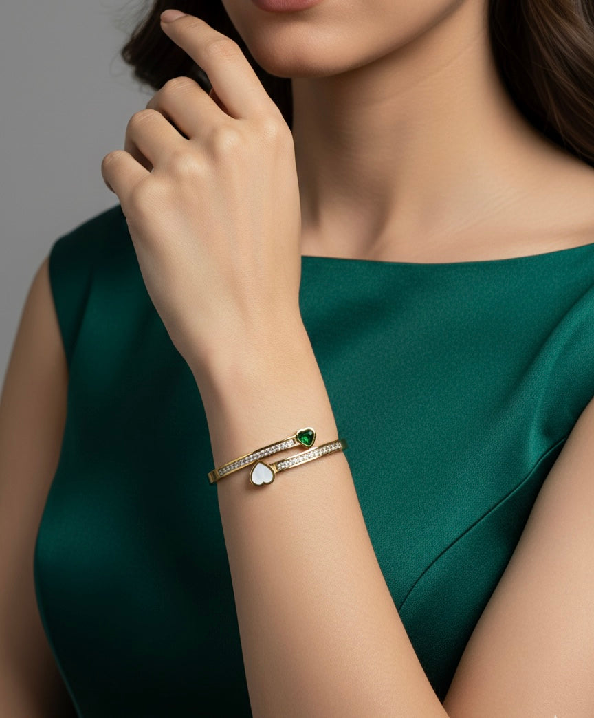 AIlaura Dual Heart Stone Open Kada
