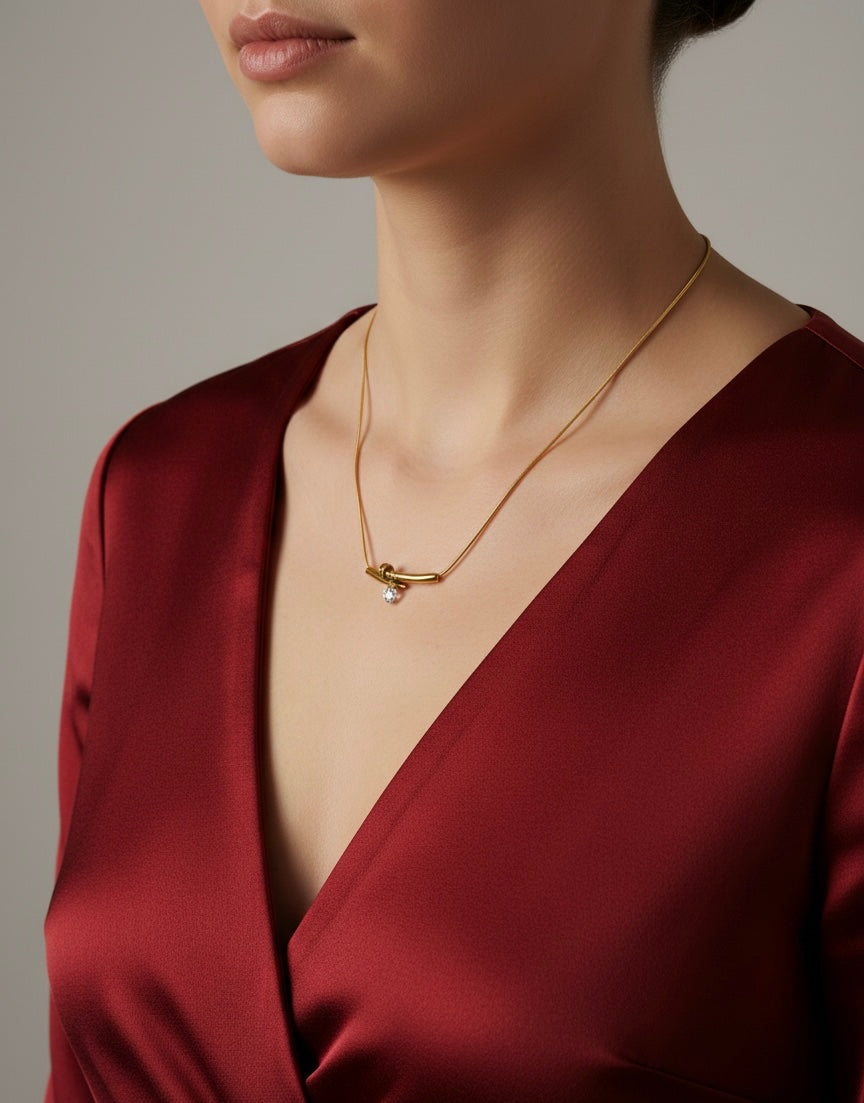 AIlaura Minimal Bar Drop Necklace