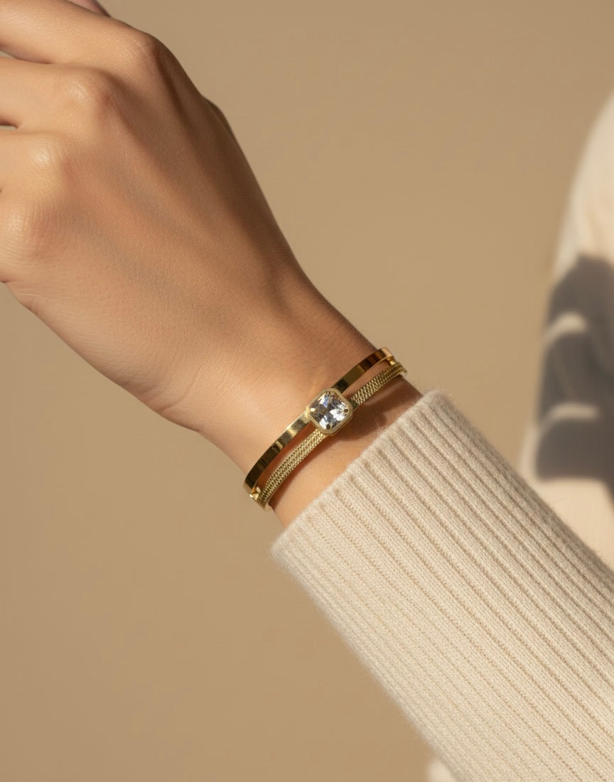 Ailaura Lumina Crystal Bangle-Adjustable