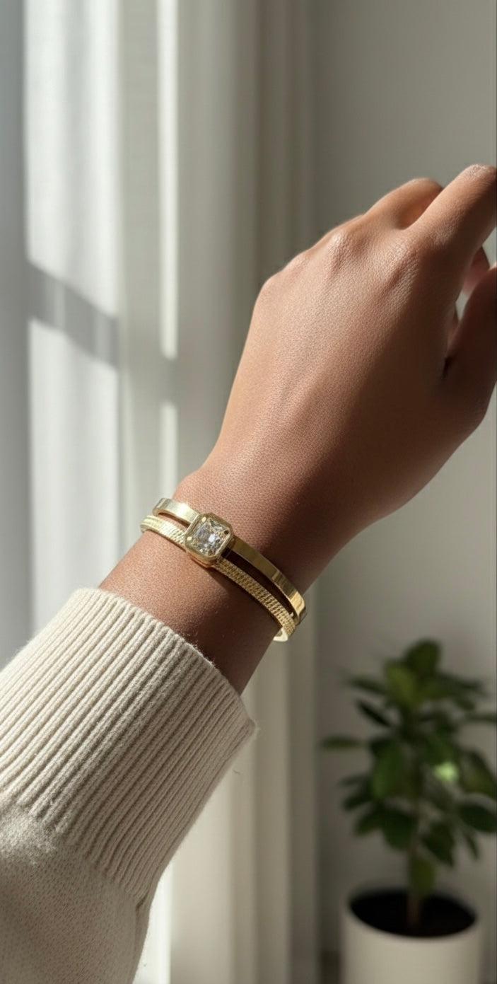 Ailaura Lumina Crystal Bangle-Adjustable