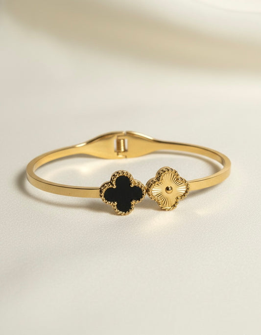 Ailaura Dual Clover Harmony Bangle- Adjustable