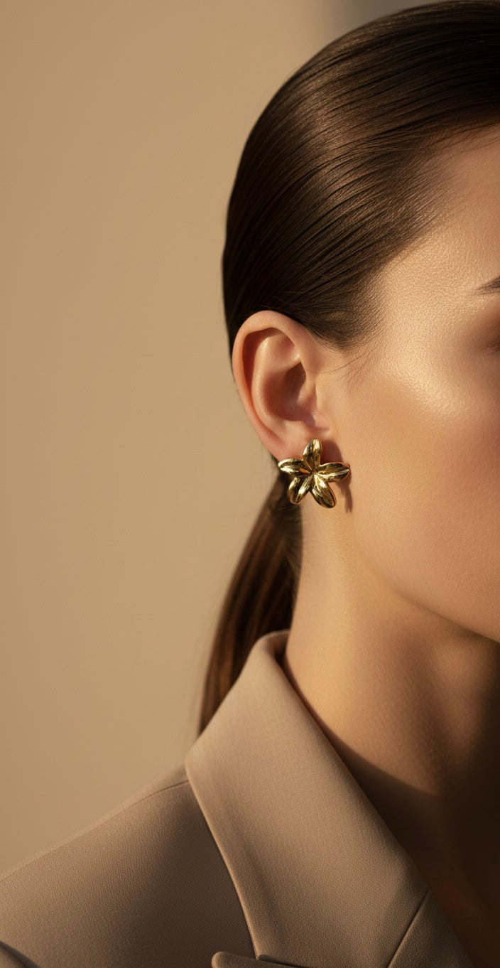 Ailaura Golden Bloom Stud Earrings