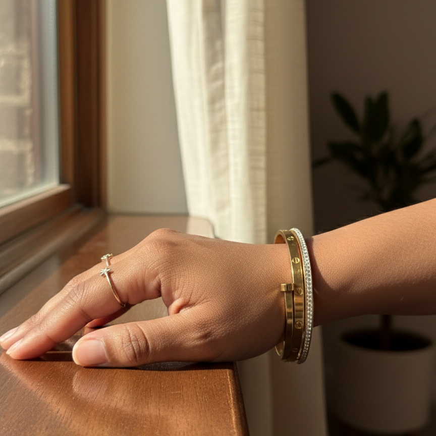 Ailaura Rivet Luxe Bangle Adjustable